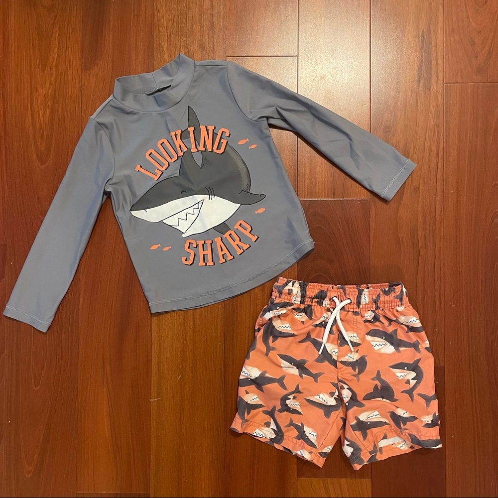 Just for You Carters - Rash Guard and Swim Shorts Set - Size 4T